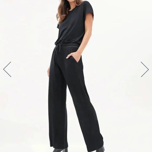 Splendid Supersoft Black tie jumpsuit pant suit - Picture 2 of 4
